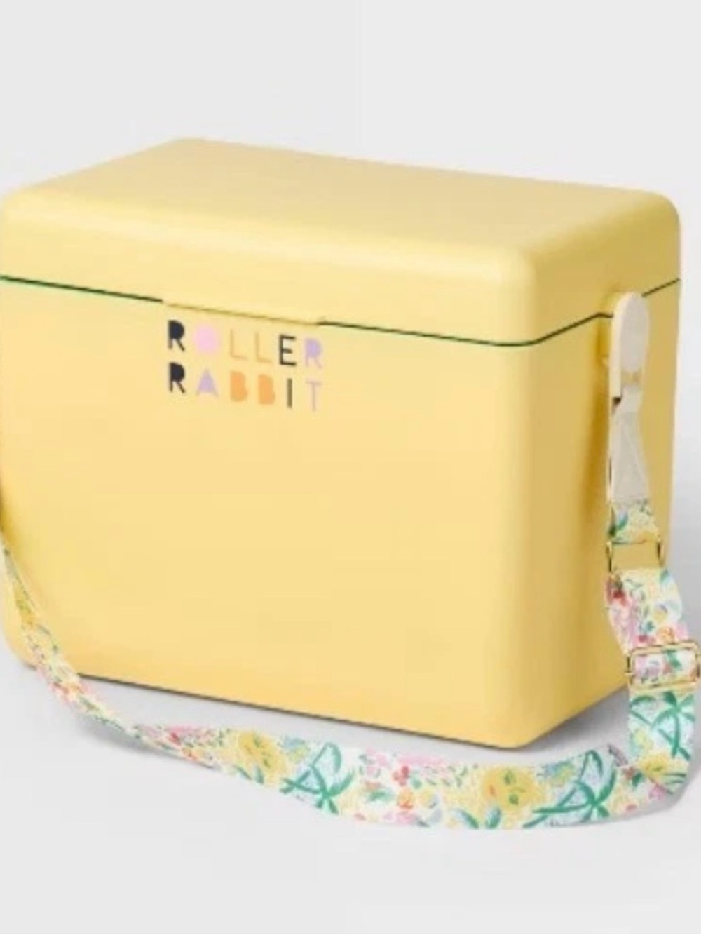 Roller Rabbit Pale Yellow Floral-Print Strap Cooler